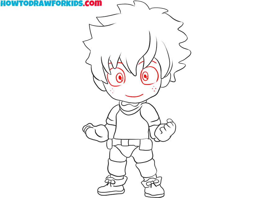 Add the anime-style facial features