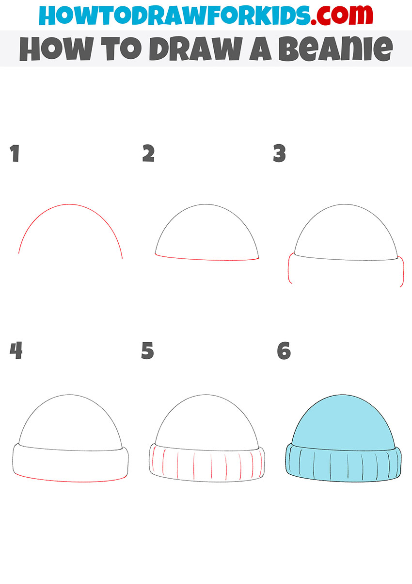 how to draw a beanie step by step