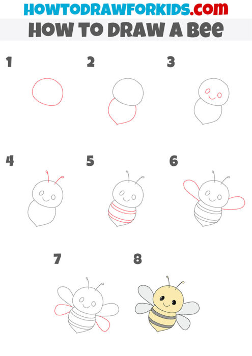 How to Draw a Bee - Easy Tutorial For Kids