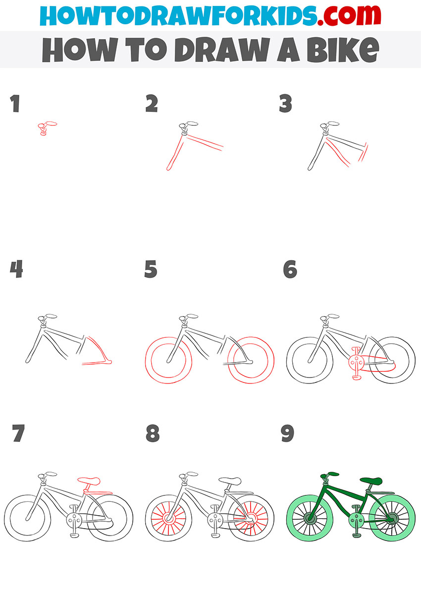 how to draw a bike step by step