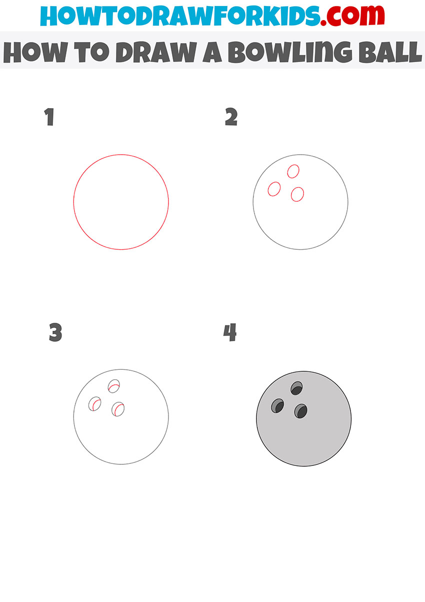 how to draw a bowling ball step by step