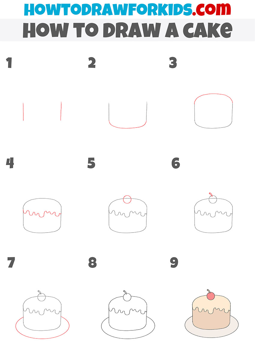 how to draw a cake step by step