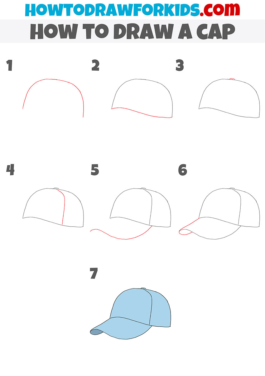 how to draw a cap step by step