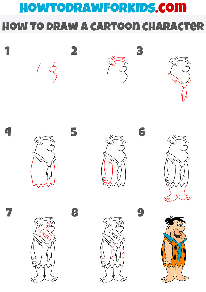 how to draw a cartoon character step by step