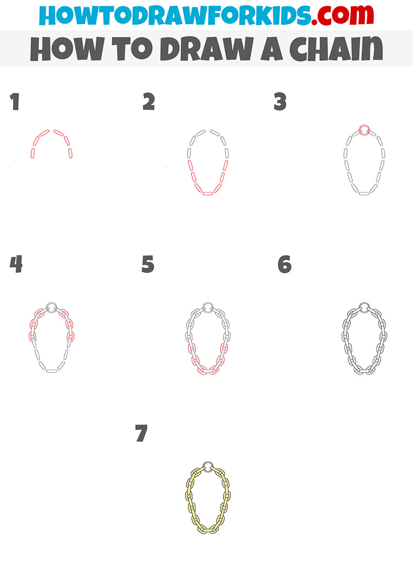 how to draw a chain step by step