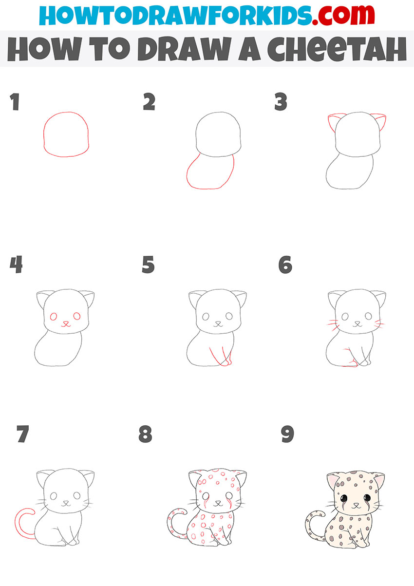 how to draw a cheetah step by step