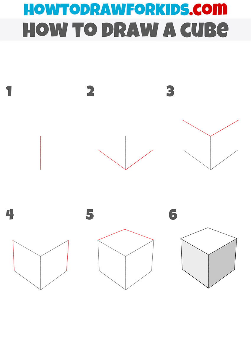 how to draw a cube step by step