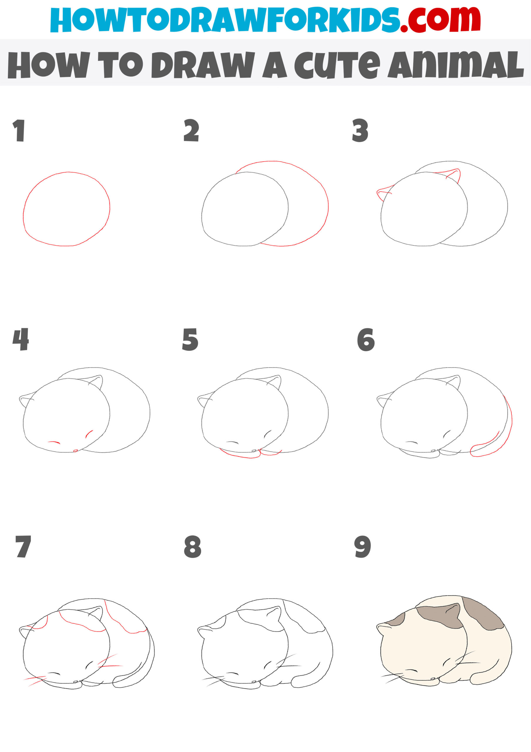 how to draw a cute animal step by step