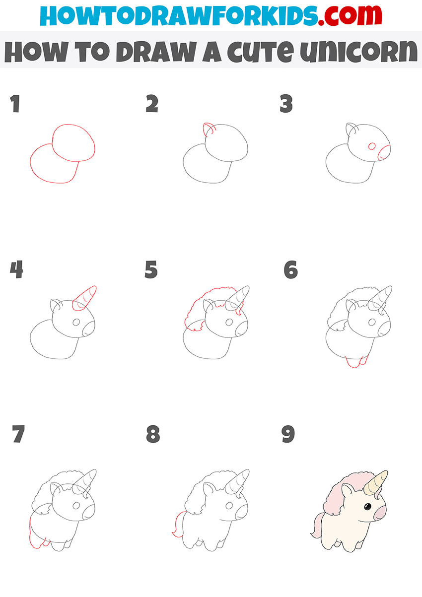 how to draw a cute unicorn step by step