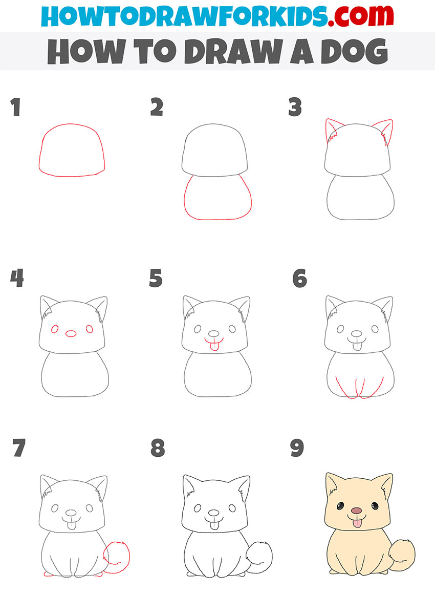 how to draw a dog step by step