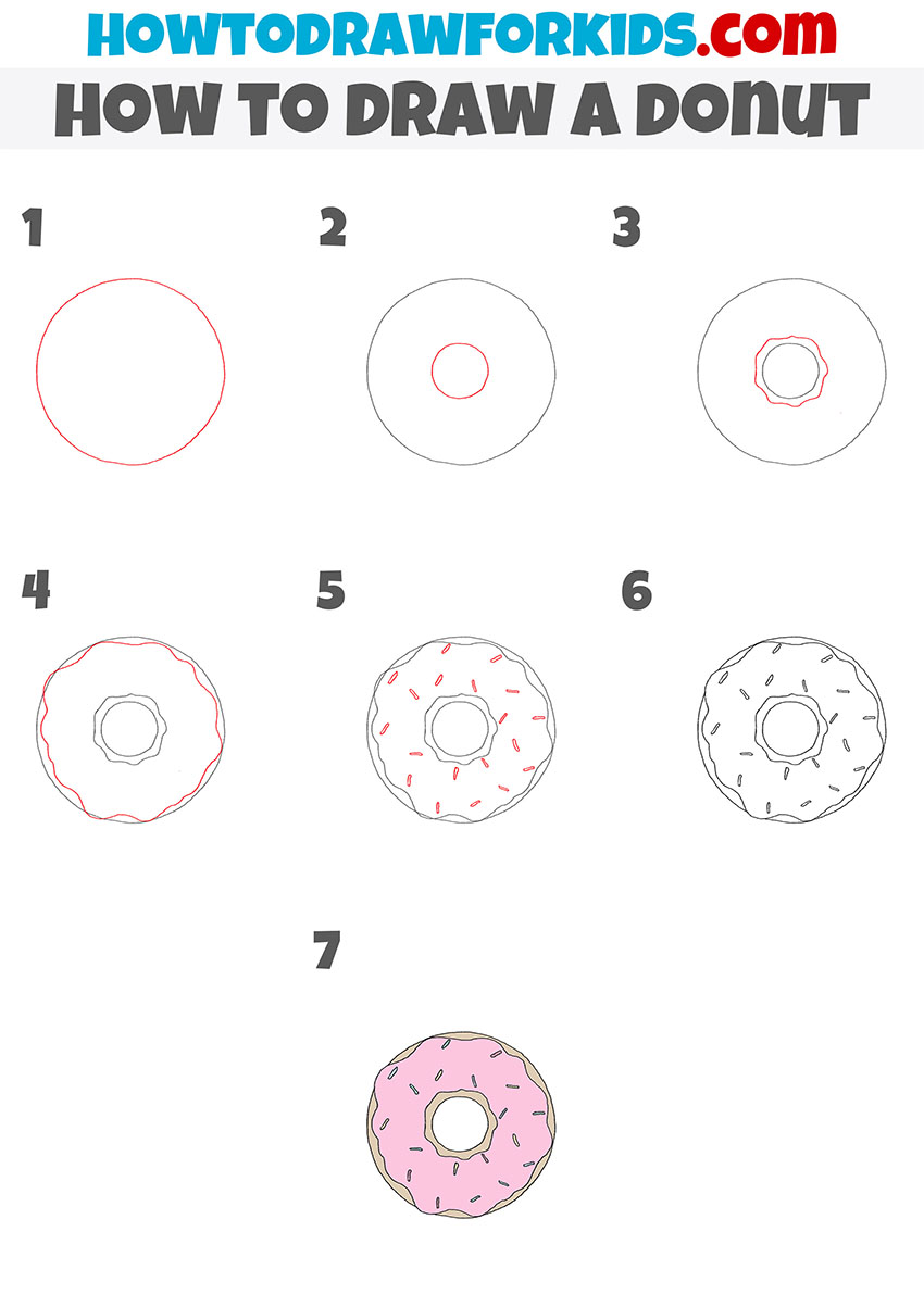 how to draw a donut step by step