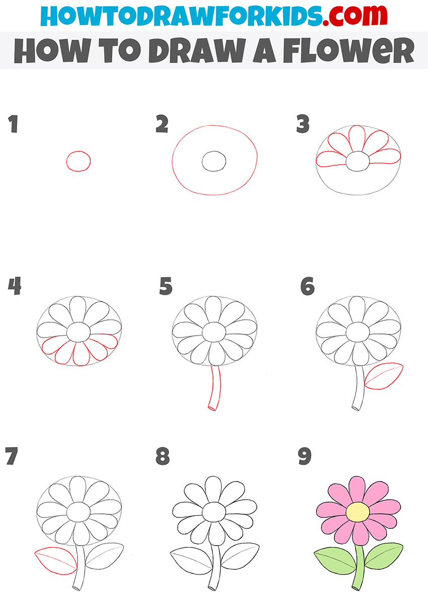 how to draw a flower step by step