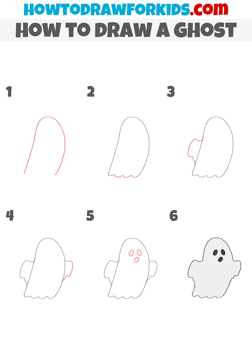 how to draw a ghost step by step