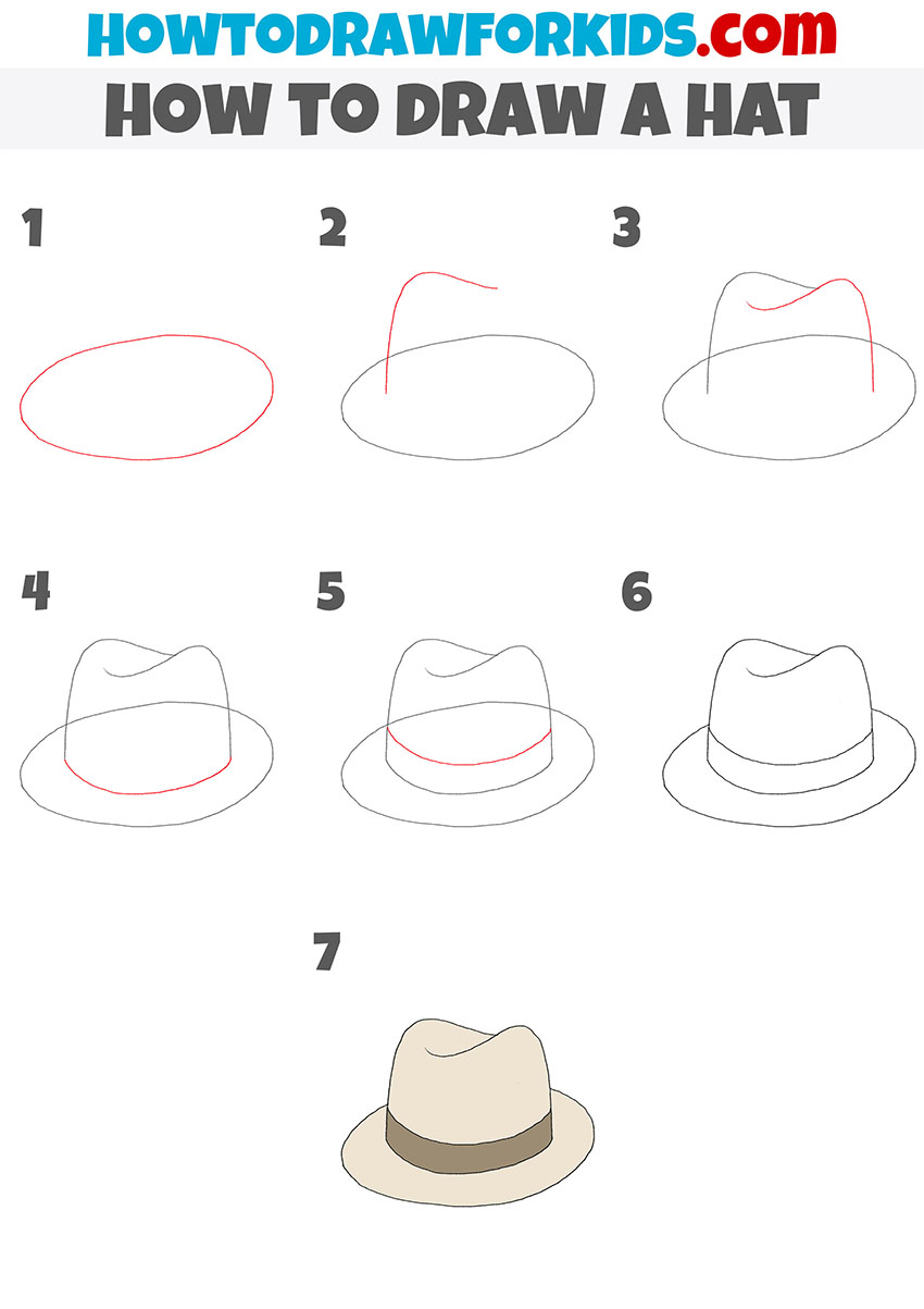 how to draw a hat step by step
