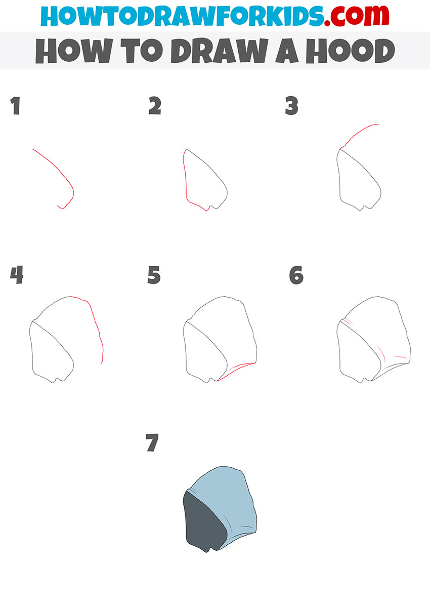 how to draw a hood step by step