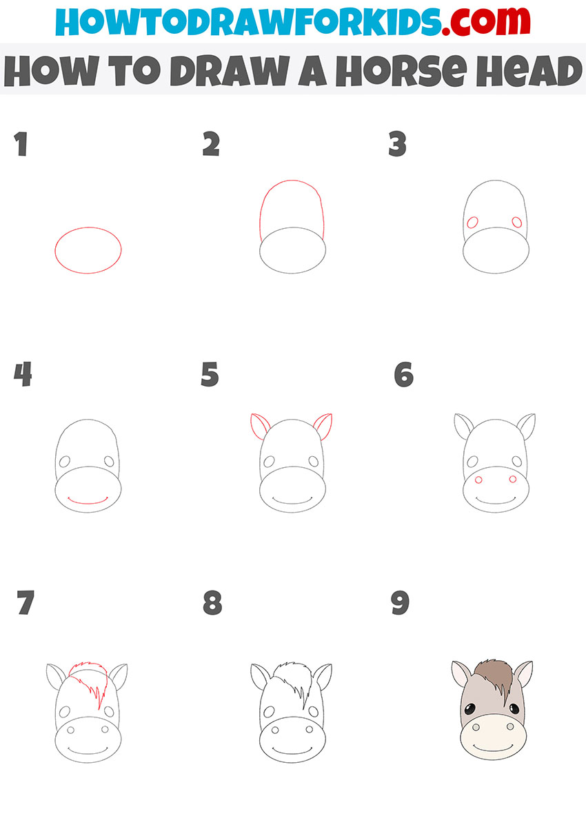 how to draw a horse head step by step
