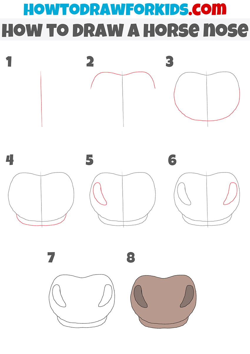 how to draw a horse nose step by step