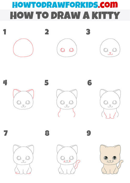 How to Draw a Kitty - Easy Drawing Tutorial For Kids