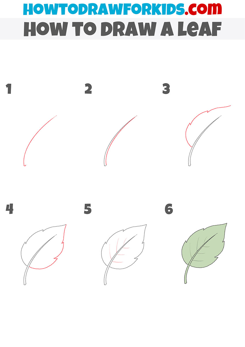 how to draw a leaf step by step