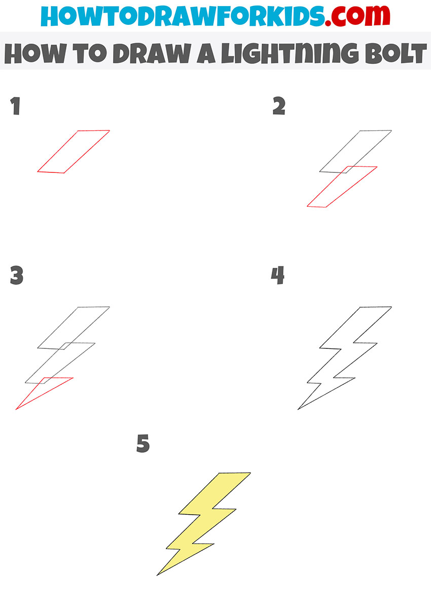 how to draw a lightning bolt step by step
