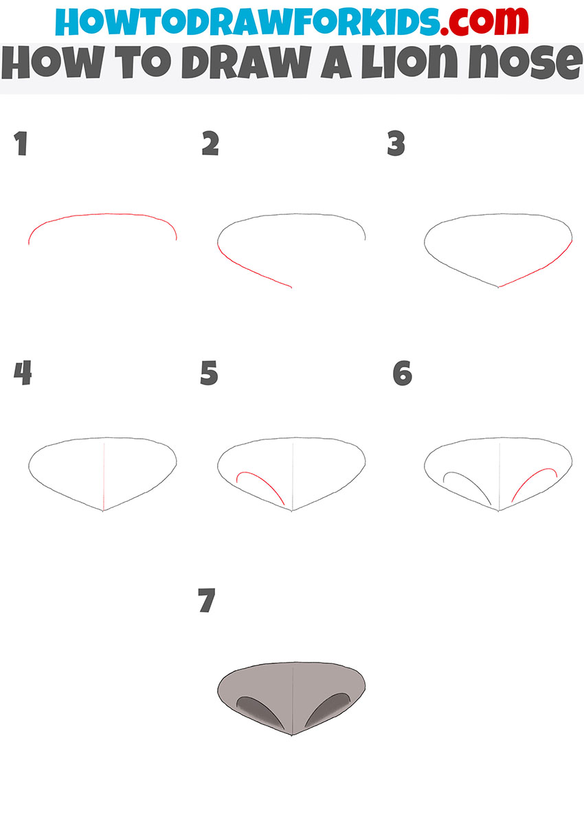 how to draw a lion nose step by step