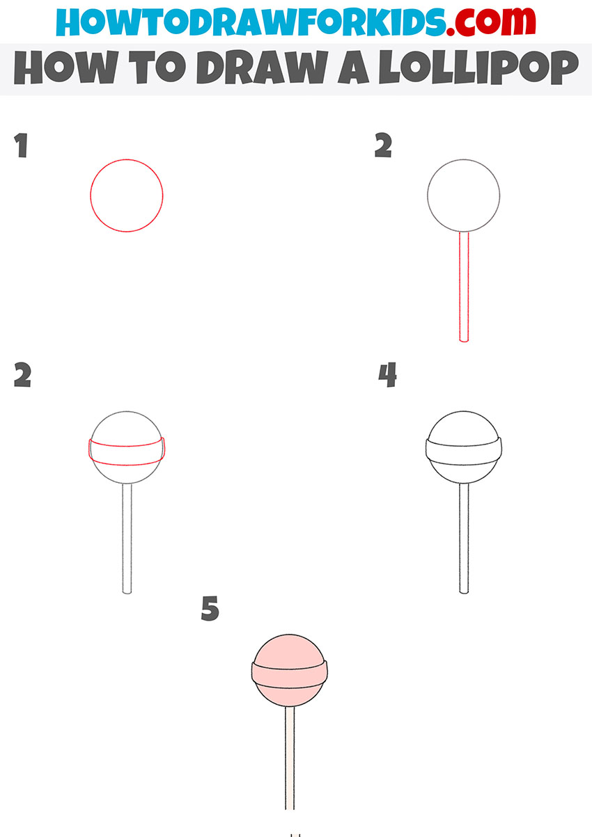 how to draw a lollipop step by step