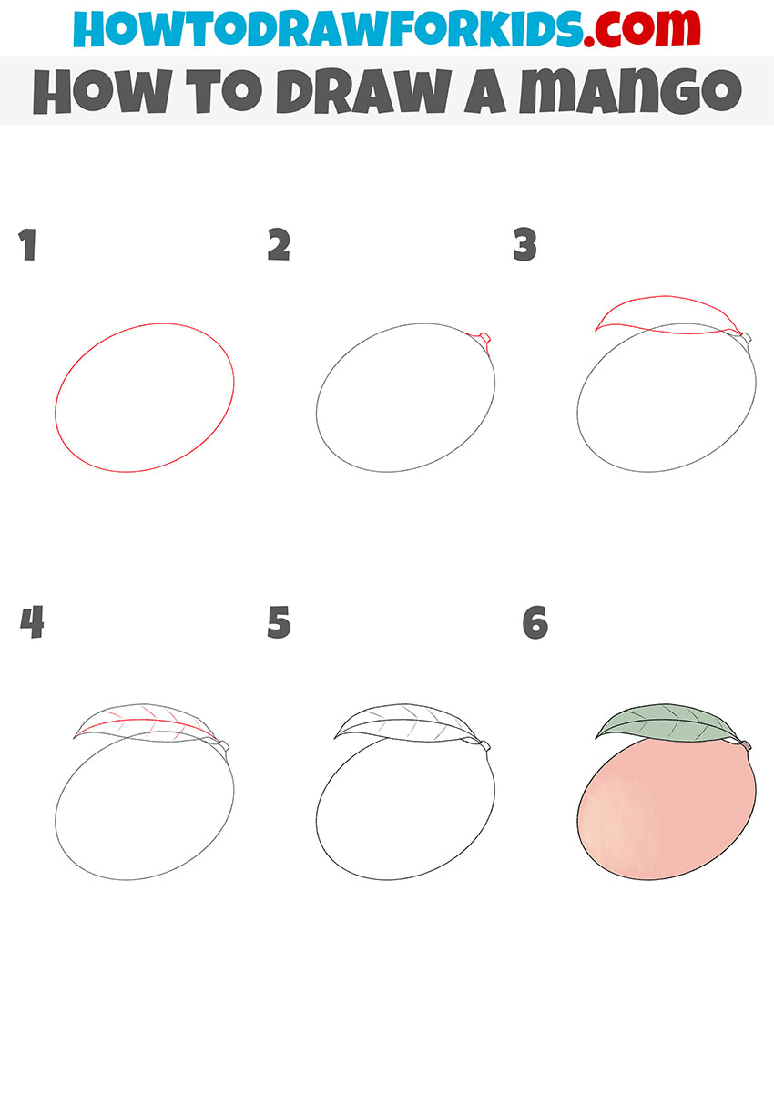 how to draw a mango step by step