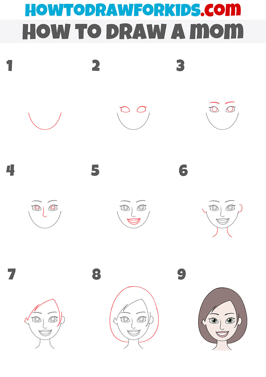 how to draw a mom step by step