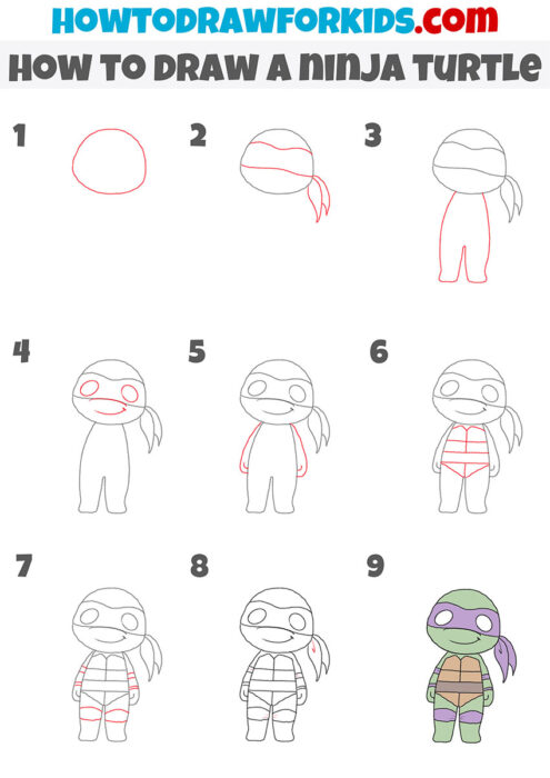 How to Draw a Ninja Turtle - Easy Drawing Tutorial For Kids