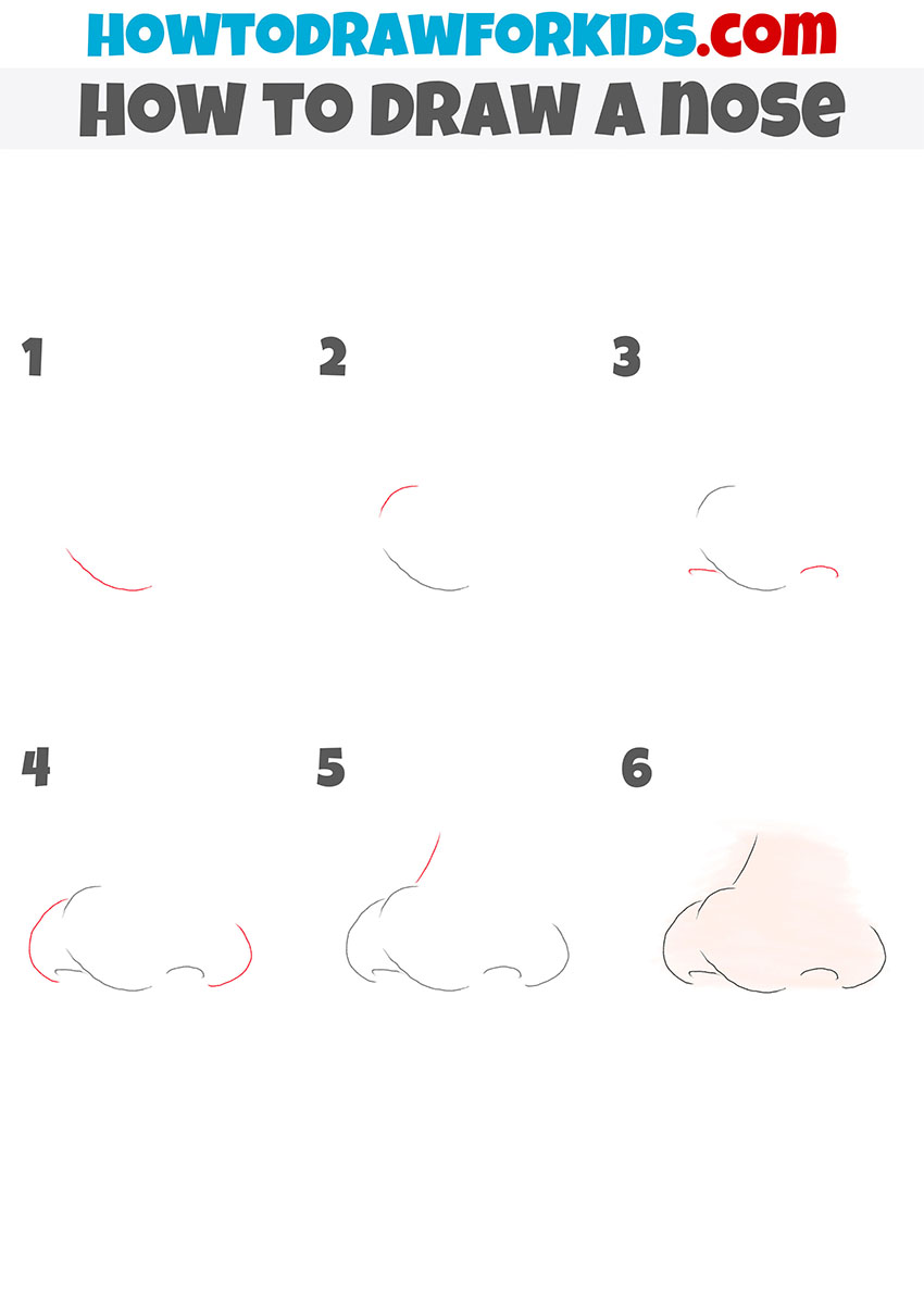 how to draw noses step by step for beginners