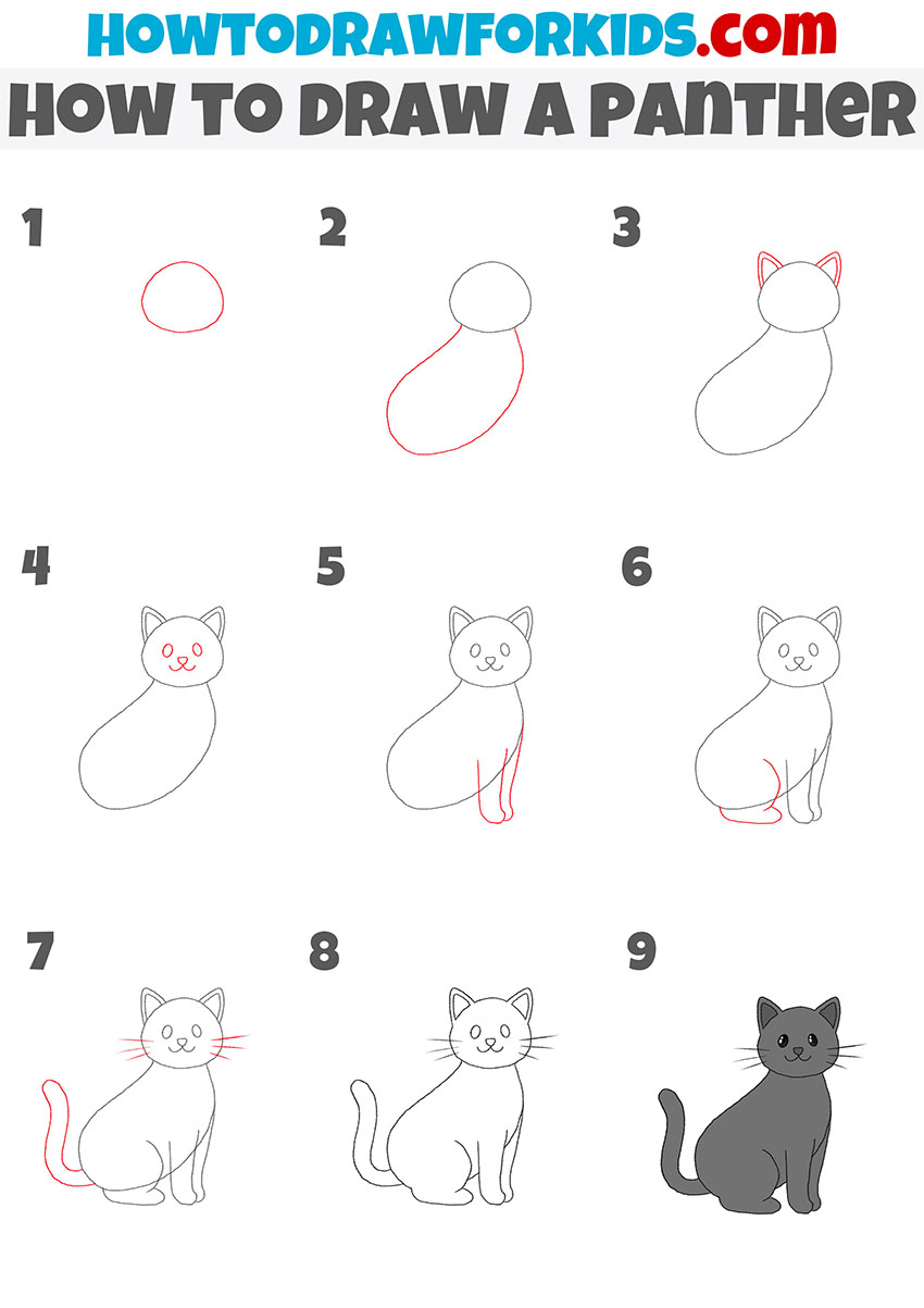 how to draw a panther step by step