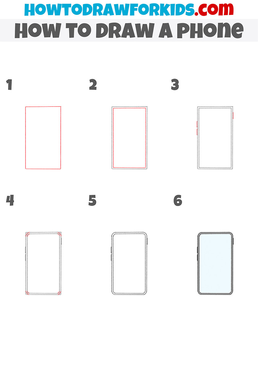 how to draw a phone step by step