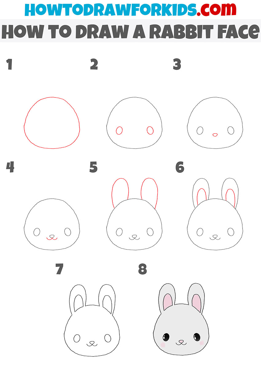 how to draw a rabbit face step by step