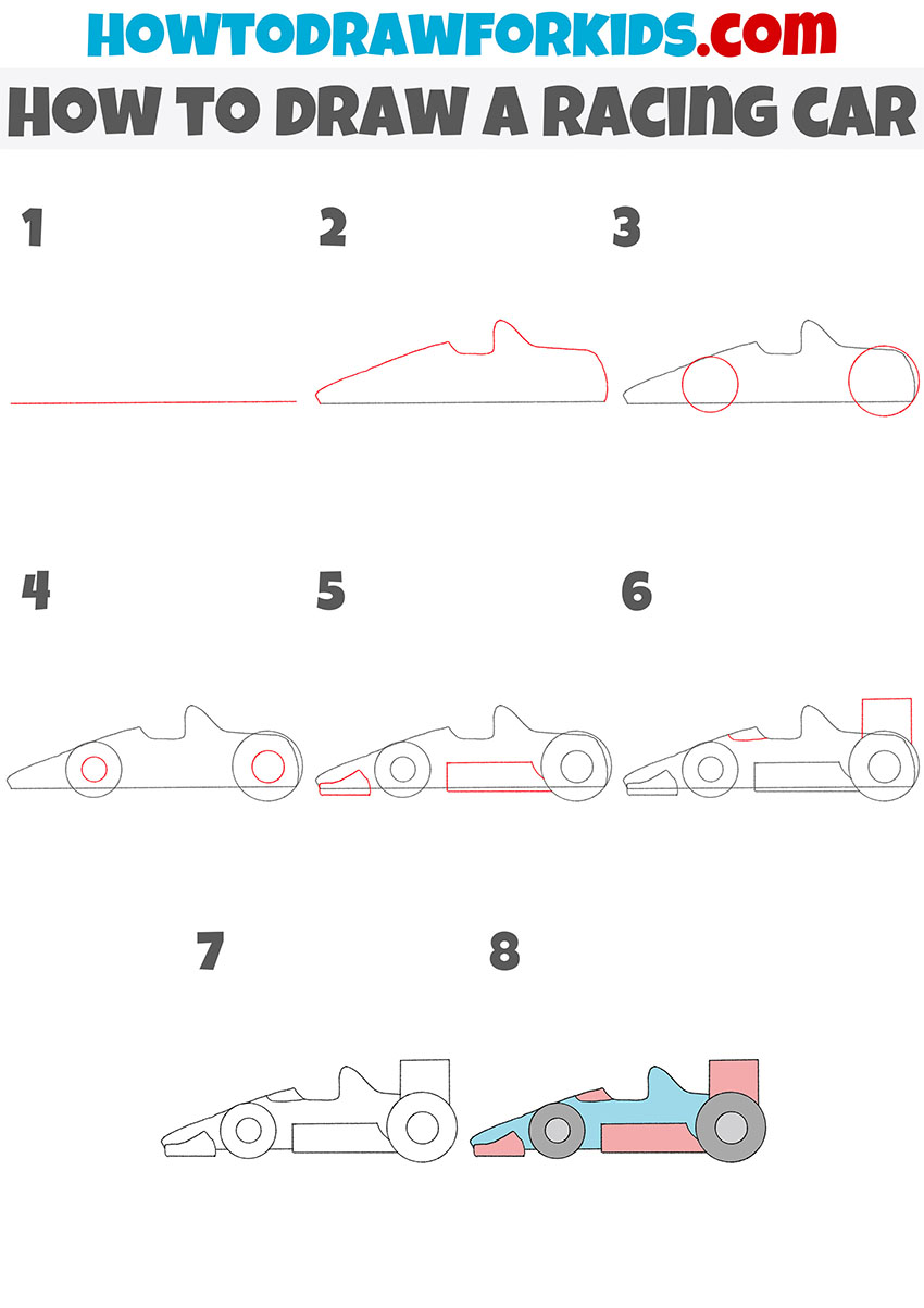 how to draw a racing car step by step