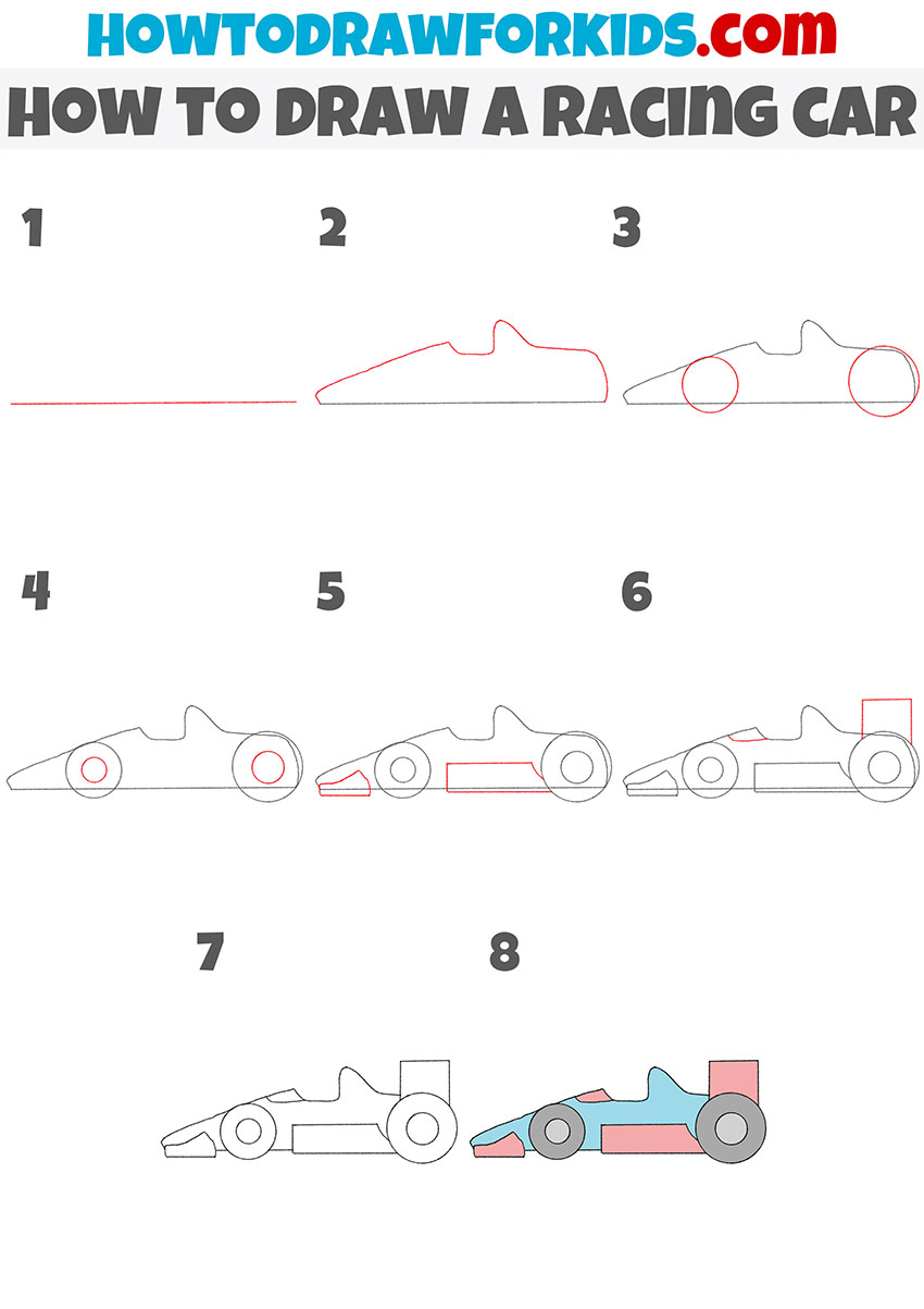 how to draw a race car for kids How to draw a racing car