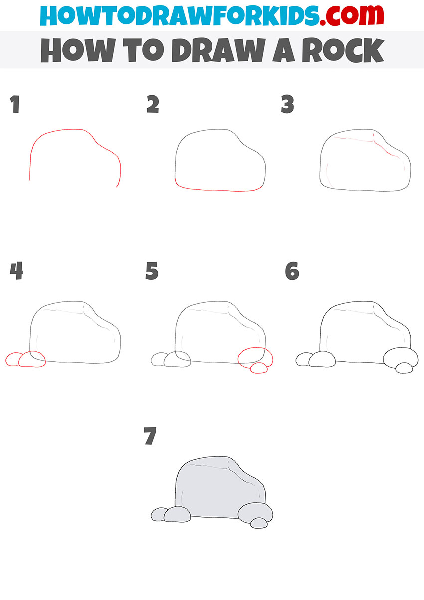 how to draw a rock step by step