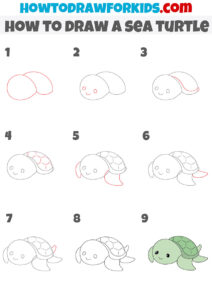 How to Draw a Sea Turtle - Easy Drawing Tutorial For Kids