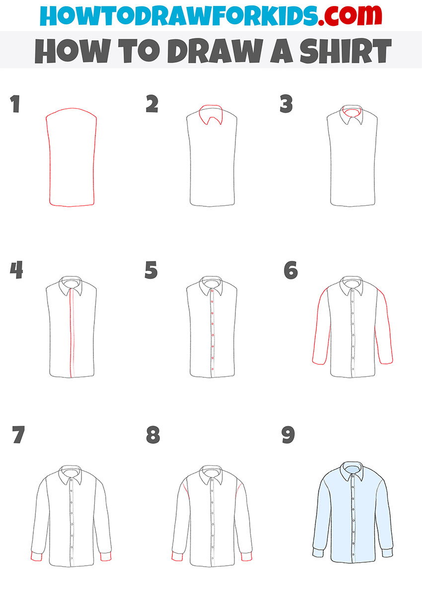 how to draw a shirt step by step
