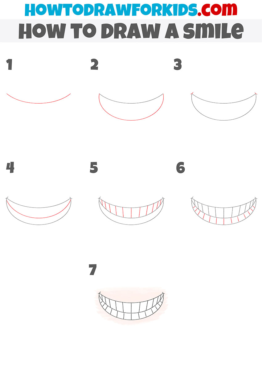 how to draw a smile step by step