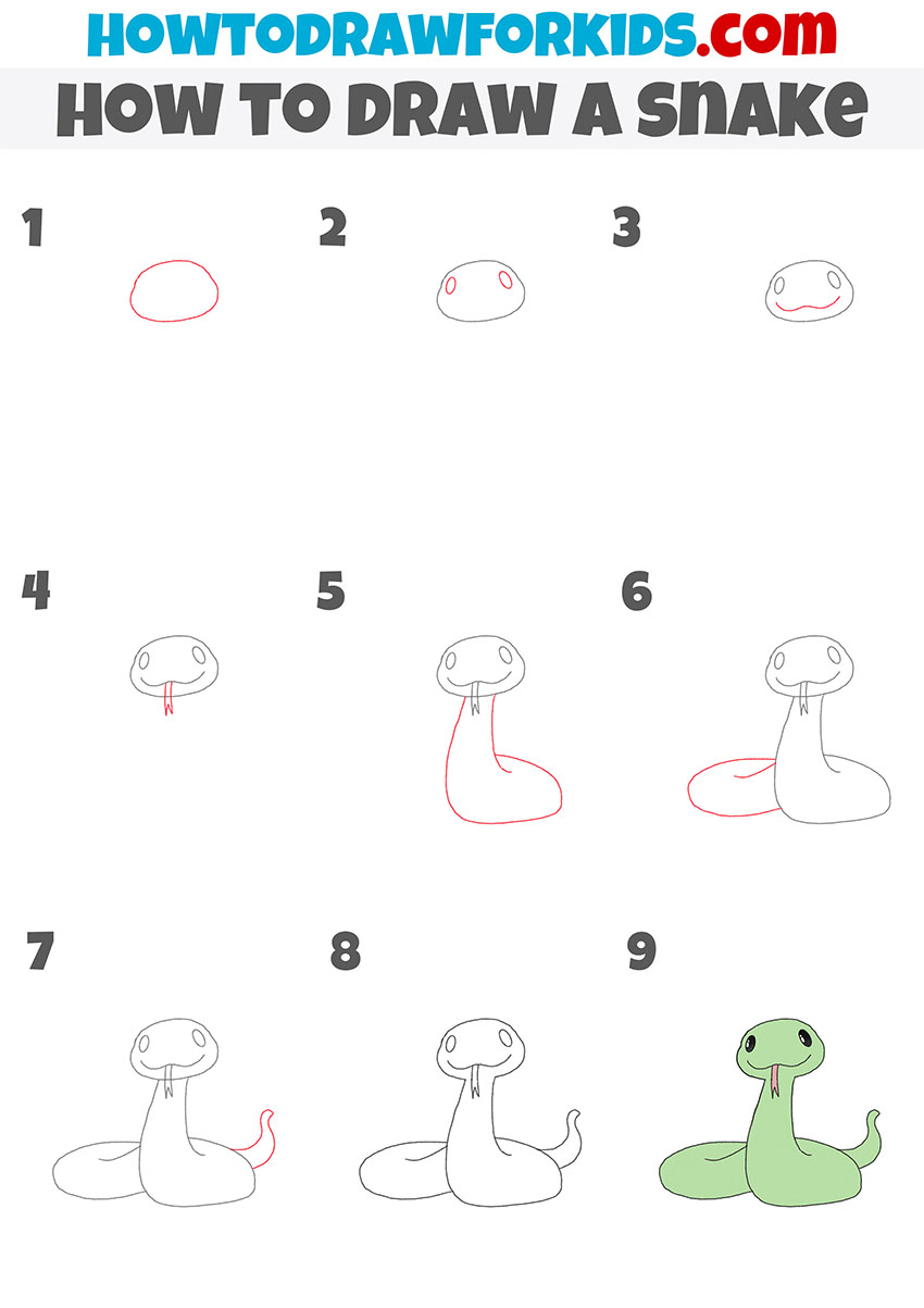 how to draw a snake step by step