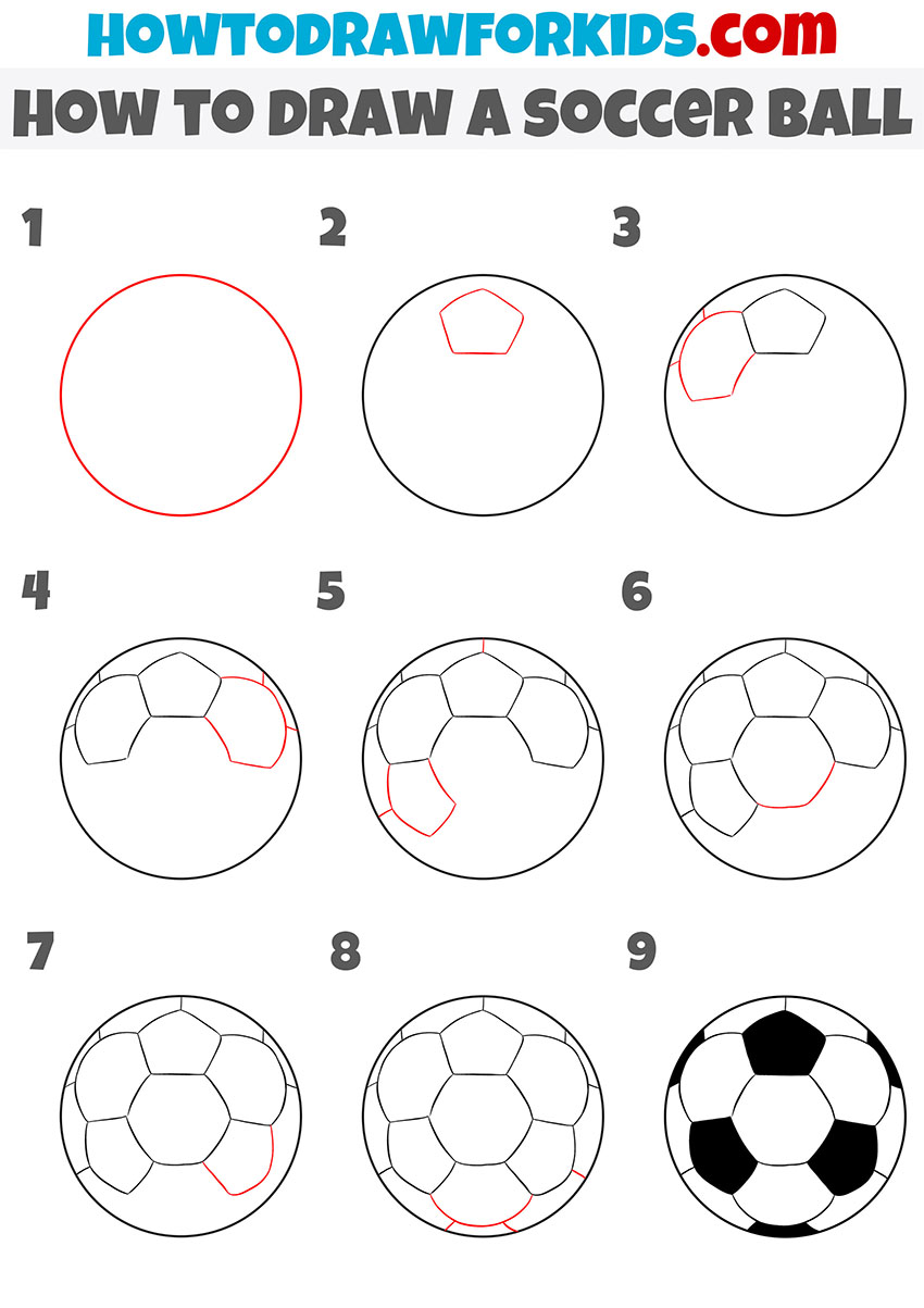 how to draw a soccer ball step by step