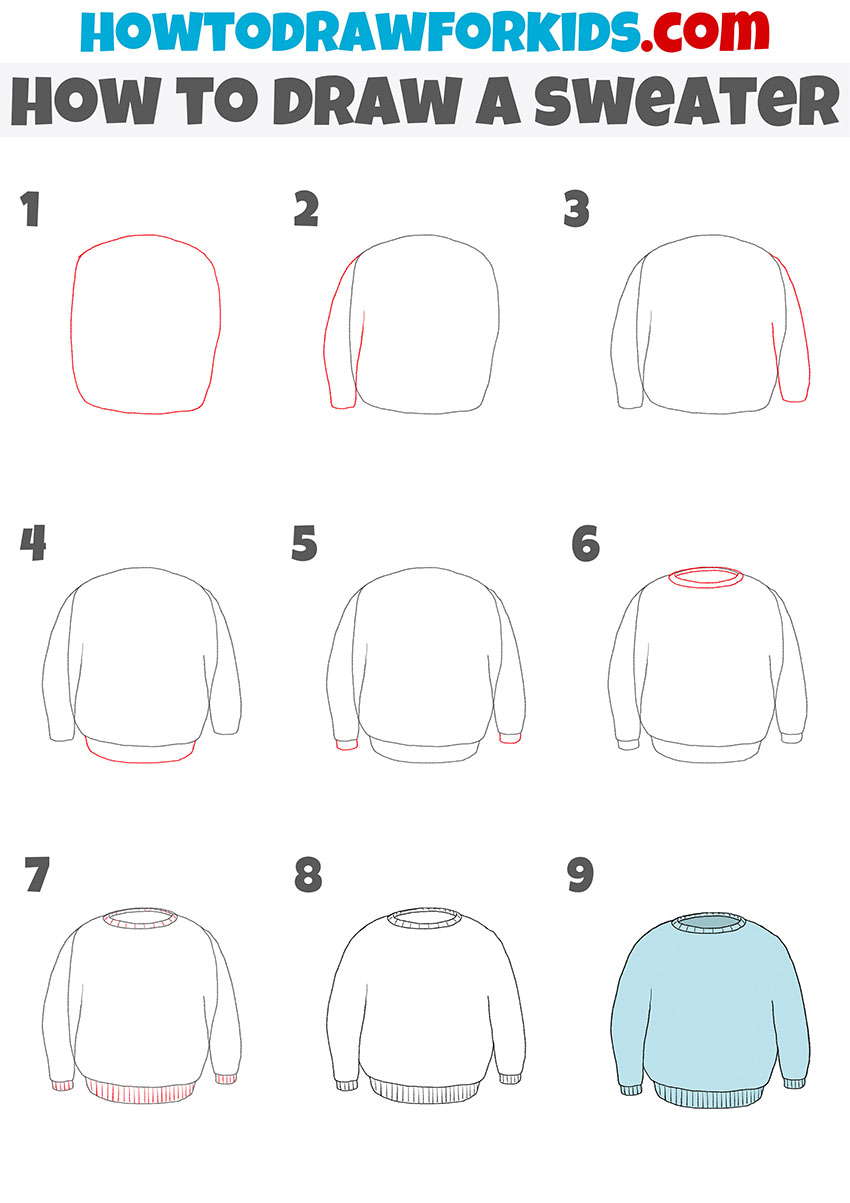 how to draw a sweater step by step