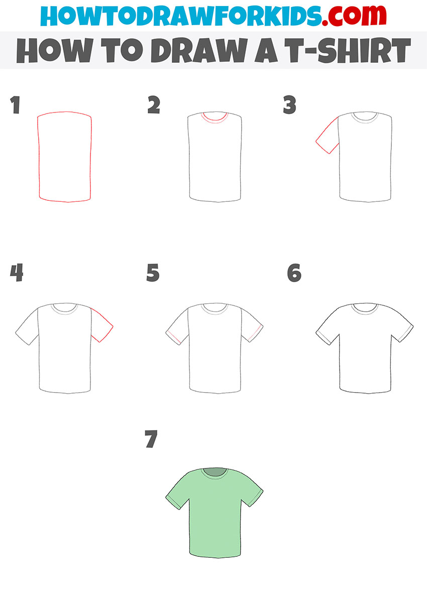 how to draw a t-shirt step by step