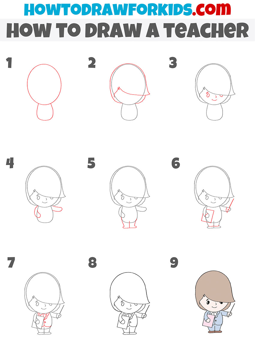 how to draw a teacher step by step
