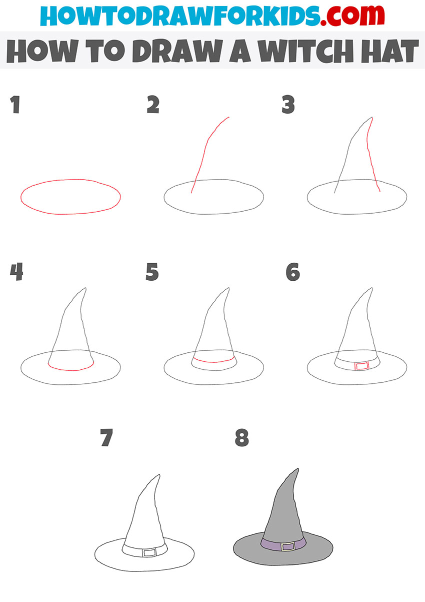 How to Draw a Witch Hat - Easy Drawing Tutorial For Kids