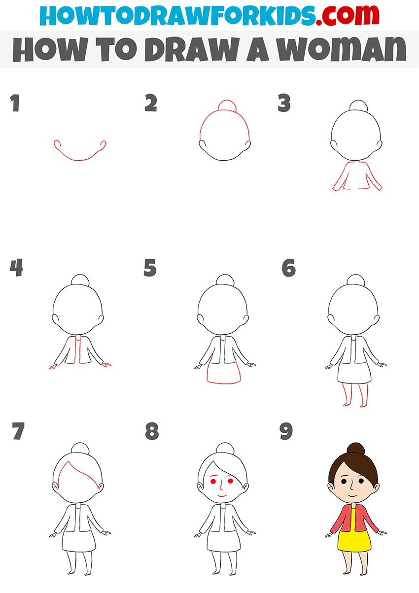 how to draw a woman step by step