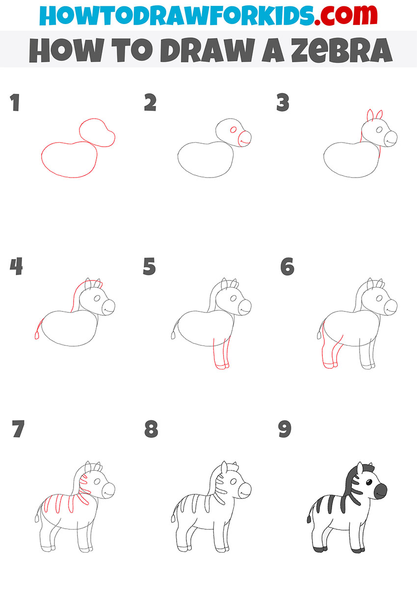 how to draw a zebra step by step