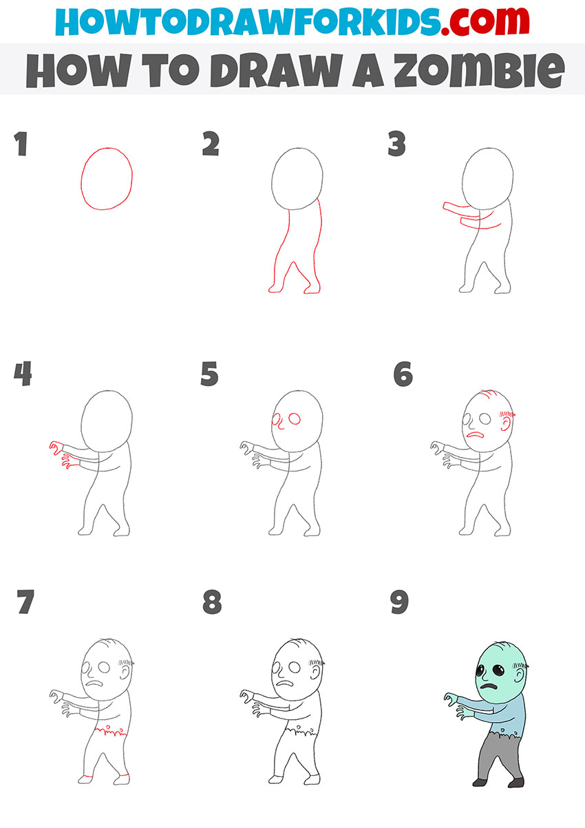 easy zombie drawings for kids