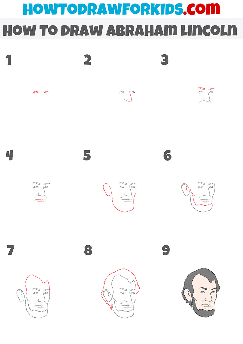 how to draw abraham lincoln step by step