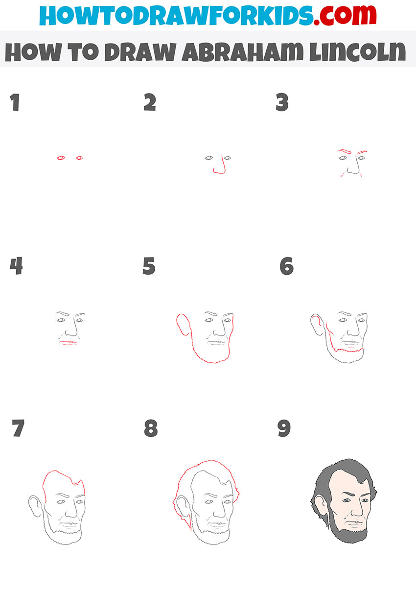 How to Draw Abraham Lincoln for Kids Easy Drawing Tutorial